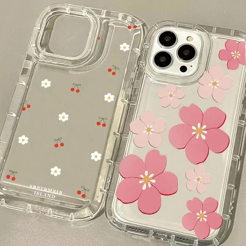 Casing ponsel Daisy Korea model Korea, casing penutup kantung udara Mini untuk Iphone 16 Pro Max 11 12 13 14 15 Pro Max XR X XS 7 8 16 Plus 12