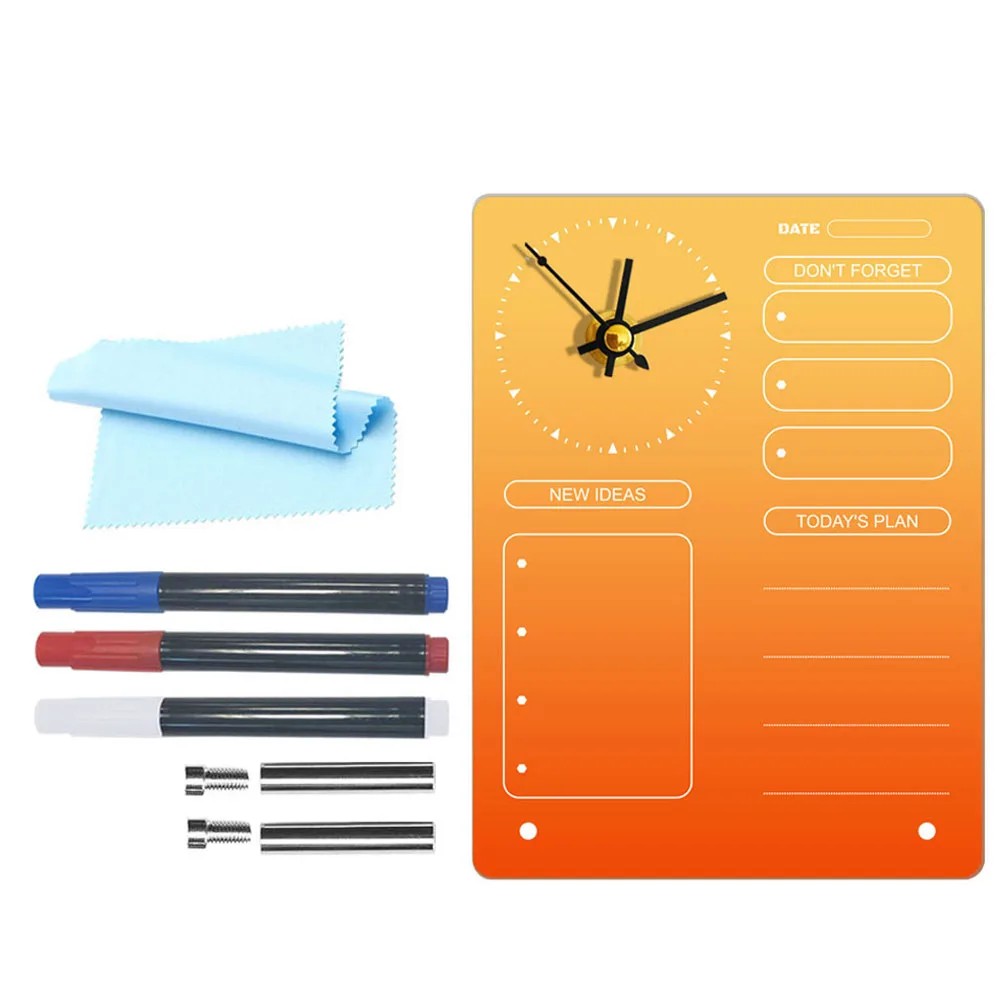 

Acrylic Memo Board Desktop Clock Planner Erasable Schedule Table Office Dry Wipe Note Board Wall Clock Home Decor Multi