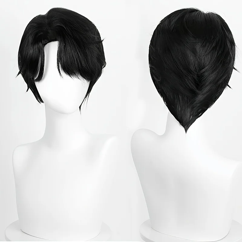 

A Unisex Wig with a Black Side-Parted Fringe And Layered Short Hairstyle, Suitable for Wearing at Daily Gatherings And Party