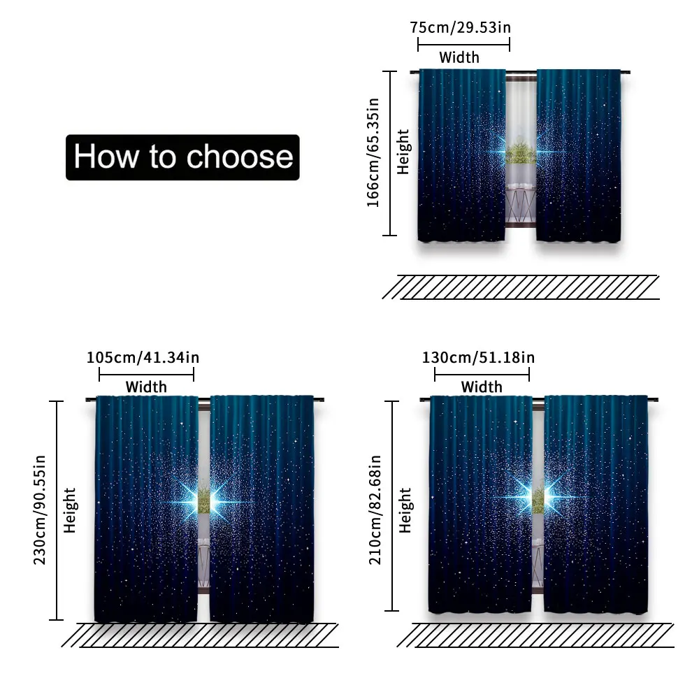 2Pcs Star Night Curtain Holy Christmas Star Blue Starry Sky Christmas Nativity Scene Star For Living Room Bedroom