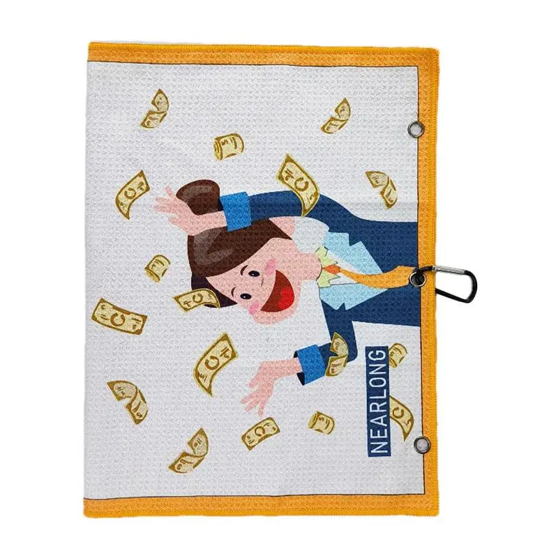 

Golf Towels For Men Printed & Cute Pattern Golf Cleaning Towel Drying Golf Bag Towel With Carabiner Clip For Golf Clubs