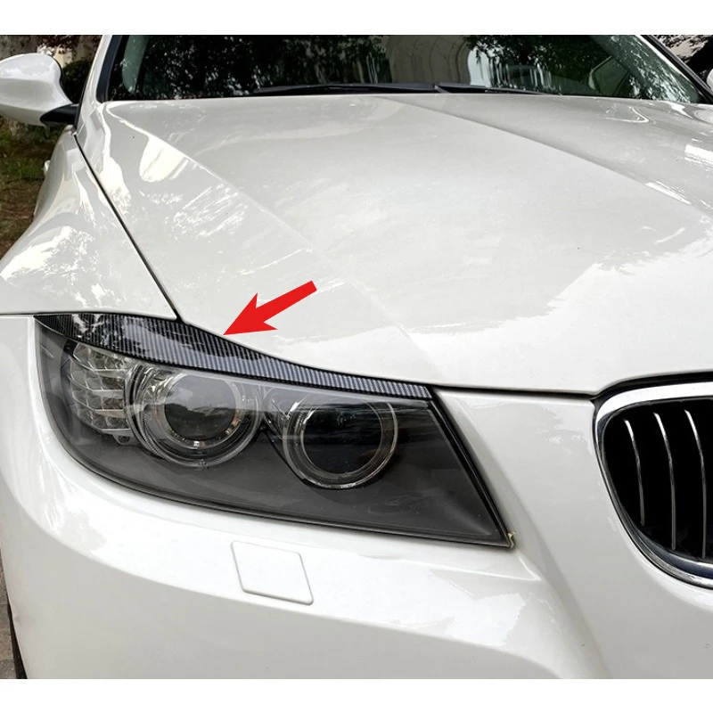 2PCS For BMW 3 Series E90 E91 Sedan 2005-2012 ABS Car Headlamp Eyebrow Trim Sticker Auto Refit Parts Styling Accessories