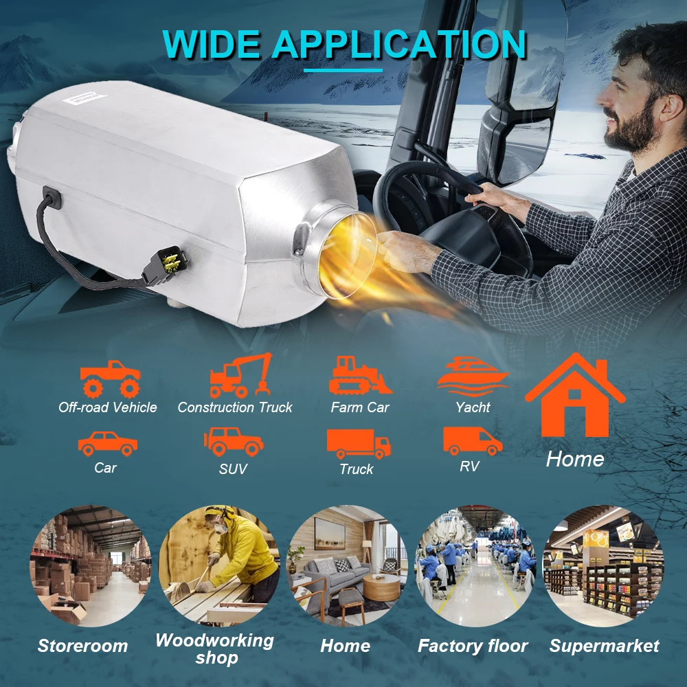 2-8KW 12 فولت و 24 فولت سبليت آلة الألومنيوم حالة سخان الديزل بلوتوث التطبيق وجهاز التحكم عن بعد تيار مستمر/التيار المتناوب ل RV مقطورة شاحنة تخييم قارب حافلة