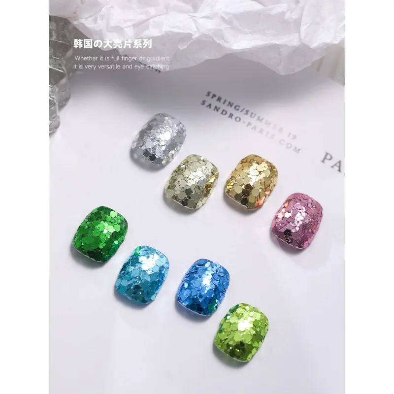 Internet Celebrity Korean BigSequinsFlashing Nail Accessories Fresh Fruit Green Mermaid Princess Fine Glitter Patch Nail Sequins