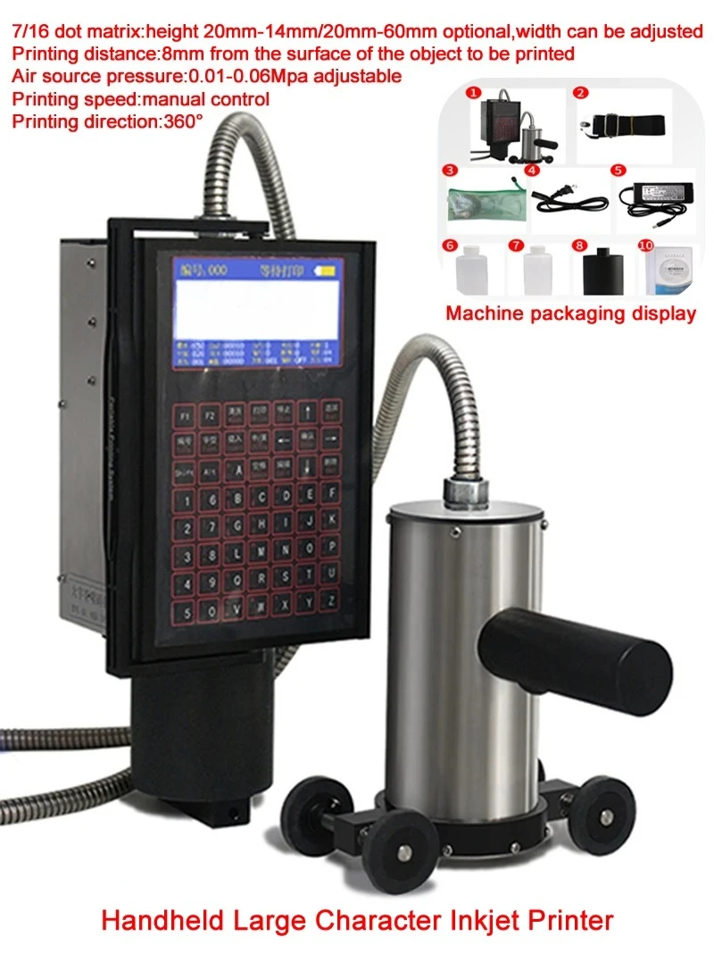 Handheld Large Character Inkjet Printer 20~60mm Online Printer Coding machine for Batch code Number date Plastic Pipe Bottle Bag