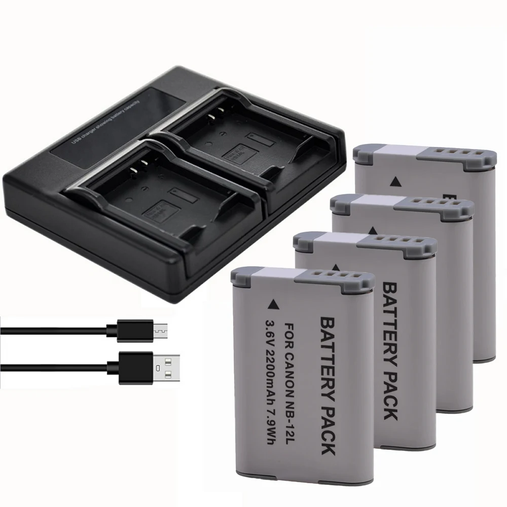 

NB-12L Camera Battery & Dual Charger set For Canon PowerShot G1 X Mark II G1X Mark 2 FOR PowerShot N100 N100 VIXIA mini X