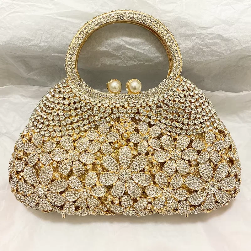 

White Clear Flower BagRhinestone Evening Top-Handle Clutches WHTUOHENG Party Phone Purses Women’s Shoulder Wedding Bridal Purses