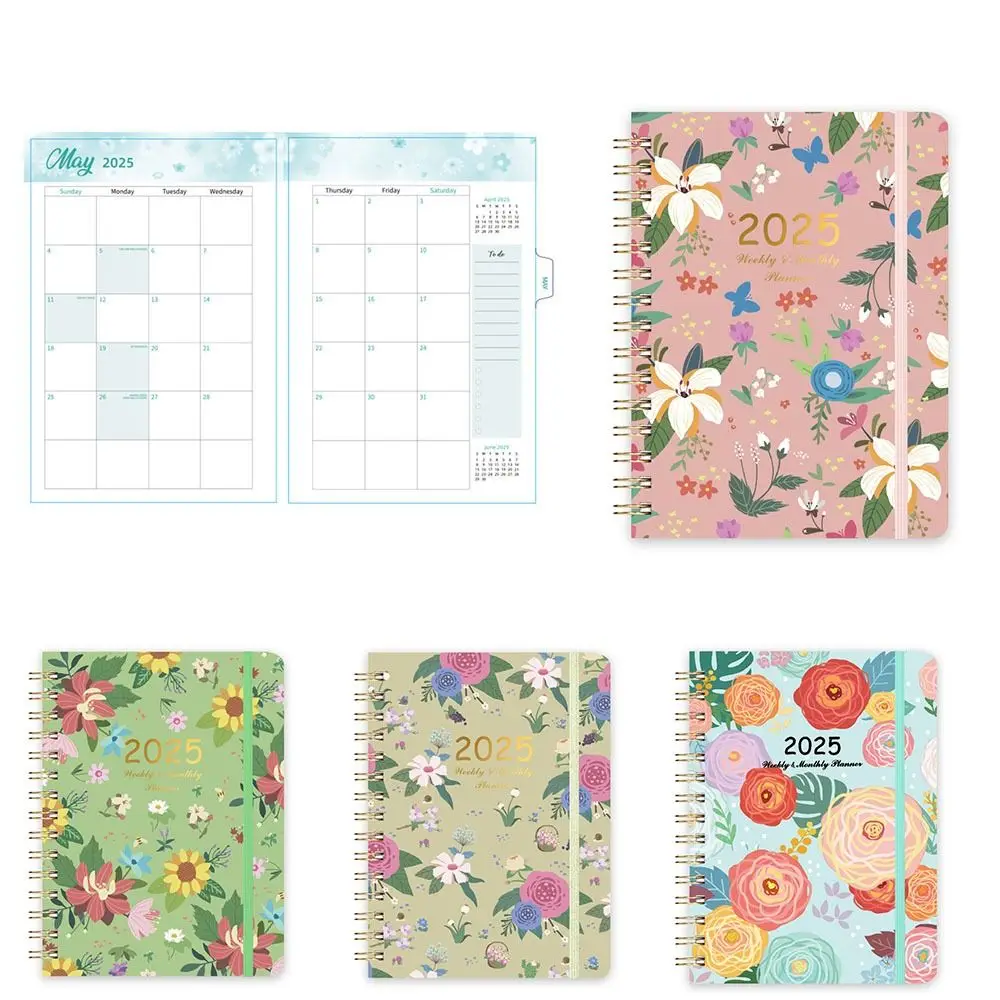 

2025 A 5 Agenda Coil Notebook Weekly Note Book Student Study Planner Journals Stationery Back To School Gifts Office Supplies