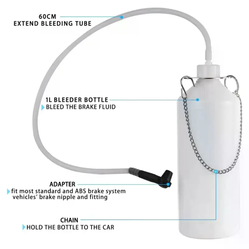 Manual Brake Fluid Hand Pump Extractor 1L Transparent Collection Bottle for Auto Car Clutch Fluid Change