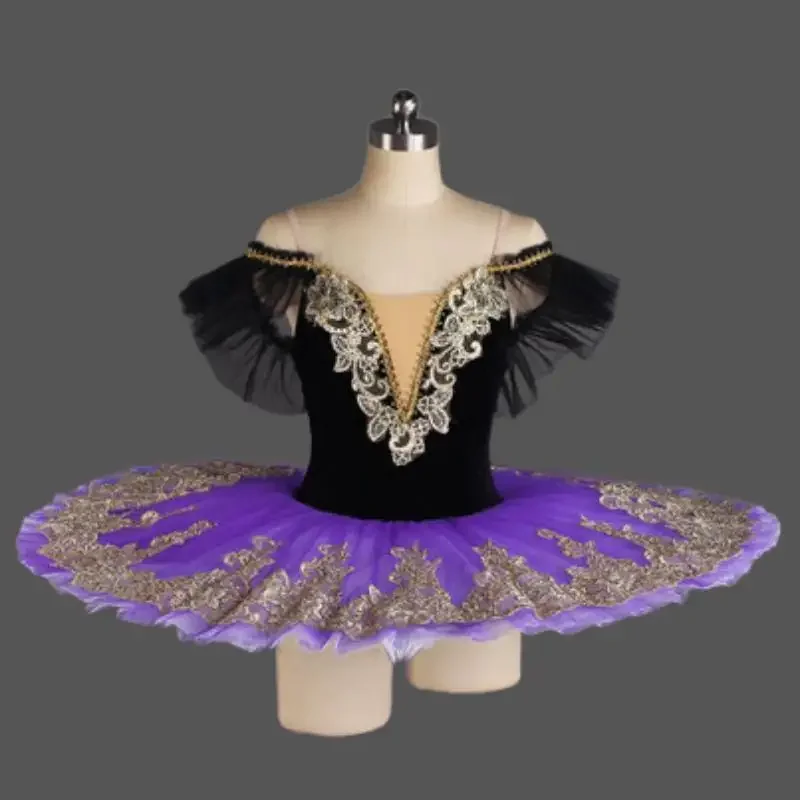 Tutú de ballet profesional para niñas, traje de princesa, vestido de fiesta de bailarina, panqueque, azul, rojo, Morado, rosa, blanco, Lago de los cisnes