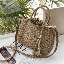 Good Quality Handmade Rattan Woven Straw Bag Summer Women Messenger Crossbody Bags Girls Big Beach Hand bag 2022 Tote Travle Bag