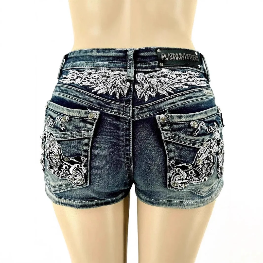 European And American Nail Diamond Embroidered Denim  Women's Y2k High Street Sexy Sweet And Spicy Fashion Hot Pants