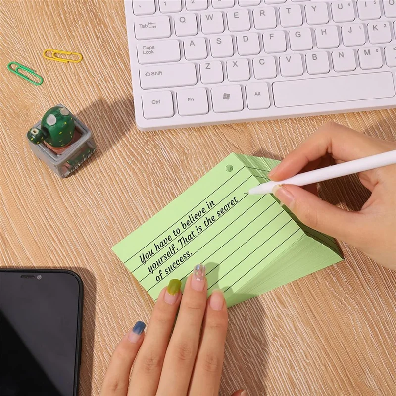 

TFORU-600 Pcs Index Cards With Ring, 3 X 4 Inch Colored A7 Colorful Flash Cards With Ring Underline Study Cards