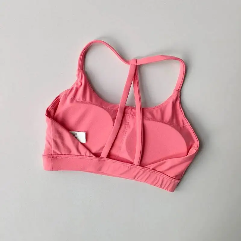 Damen-Sport-BH mit Schnelltrocknungsfunktion, Dreieck-Design, dünnem Gurt, gerafftem Yoga-Top mit Schönheitsrücken für Frühling und Sommer – Detail 5