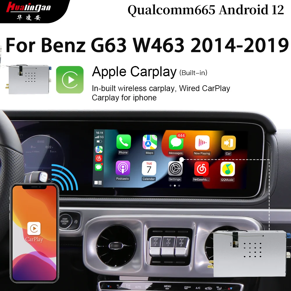 Hualingan for Benz G63 W463 2014-2019 MBUX Carplay box AI Carplay Youtube 4G Android Auto Carplay Fulll Screen NTG5.5