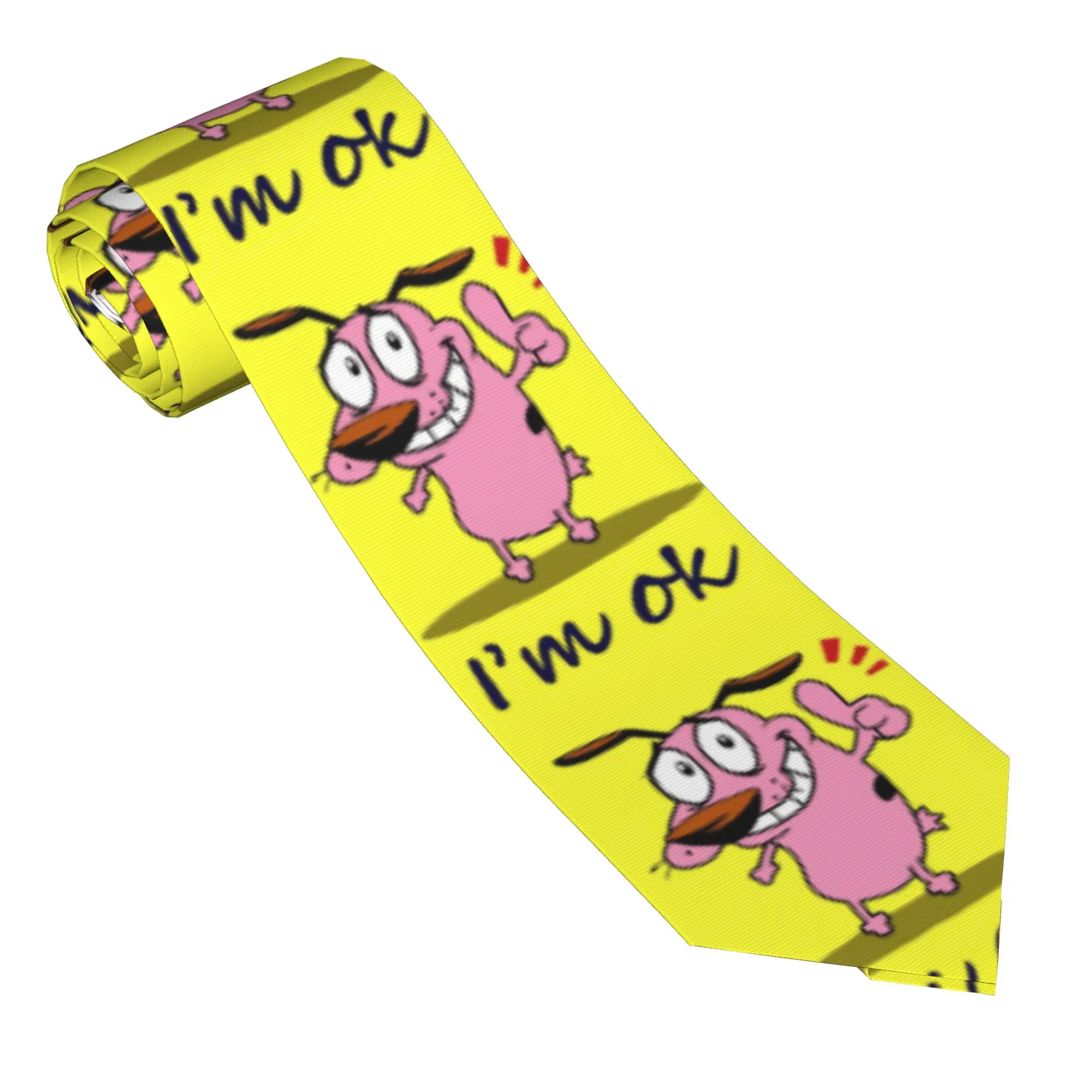 

Necktie I'm OK Cowardlys Dog Comedy Courage Silk Polyester 8 cm Narrow Neck Ties for Men Suits Accessories Gravatas Wedding