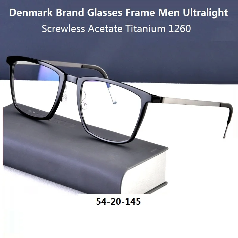 

Denmark Brand Ultralight Screwless Glasses Frame Men Acetate Titanium Optical Prescription Eyeglasses Myopia Square Eyewear 1260