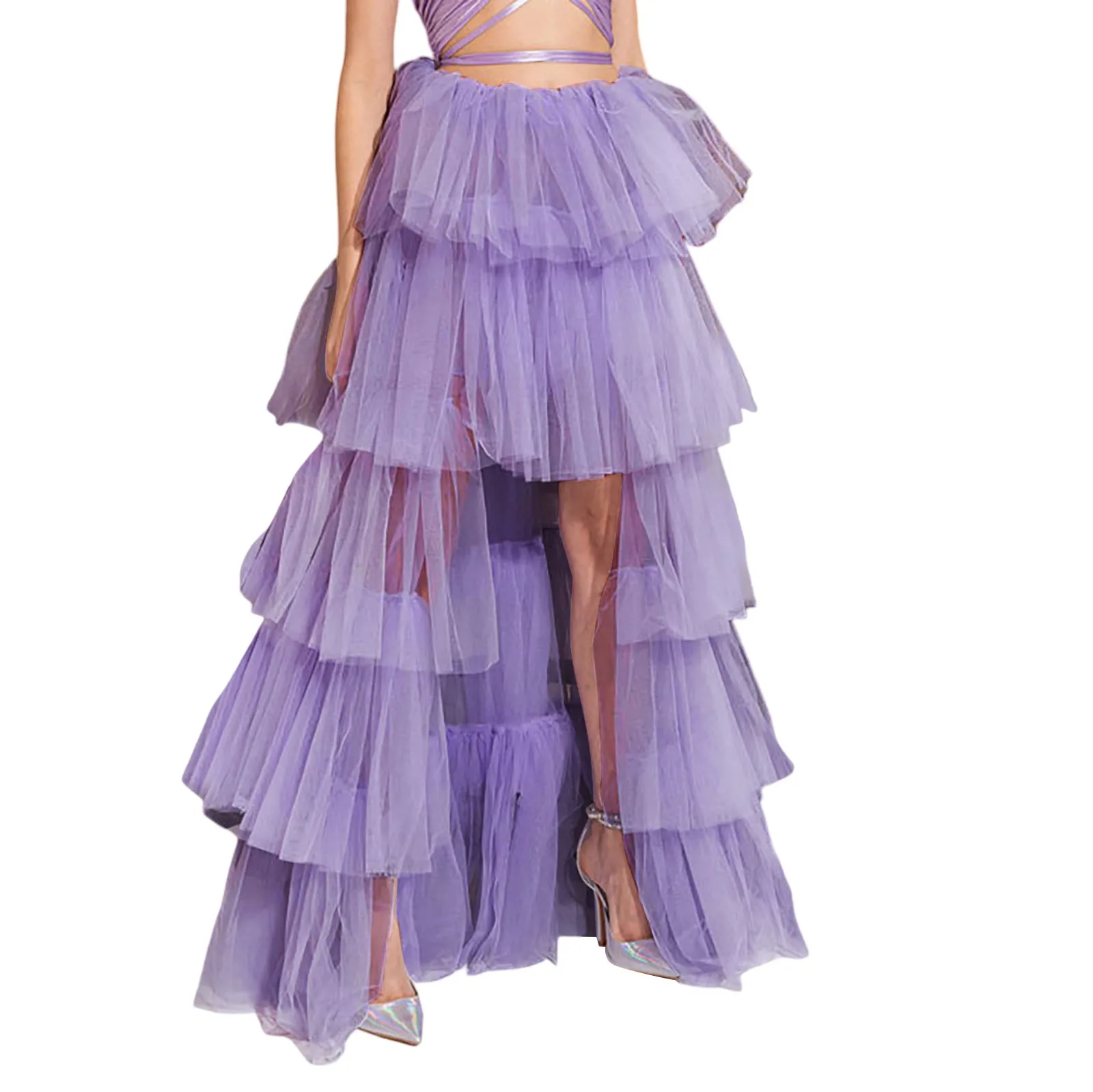 Punk Tulle Gown Under Petticoat Casual Ball Party Outfit 2024 New High Low Tulle Skirt Tiered Ruffles Asymmetrical Prom Skirt