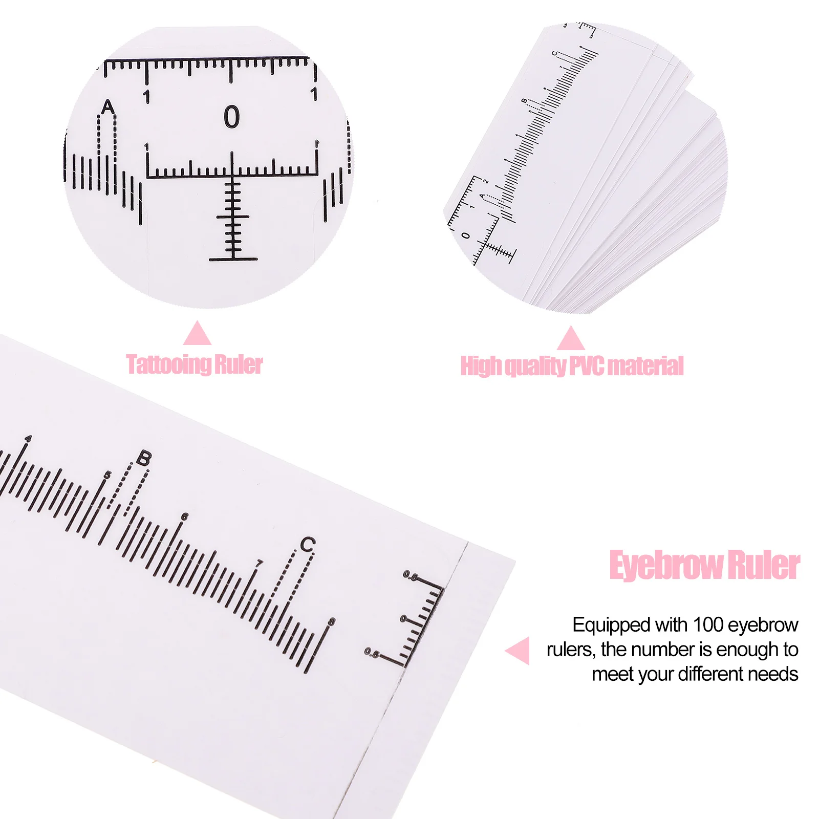 100 Stuks Wegwerp Wenkbrauw Heersers Borduren Stencils Gemakkelijk Gebruik Makeup Tools Witte Wenkbrauw Microblading Heerser Brow Heerser