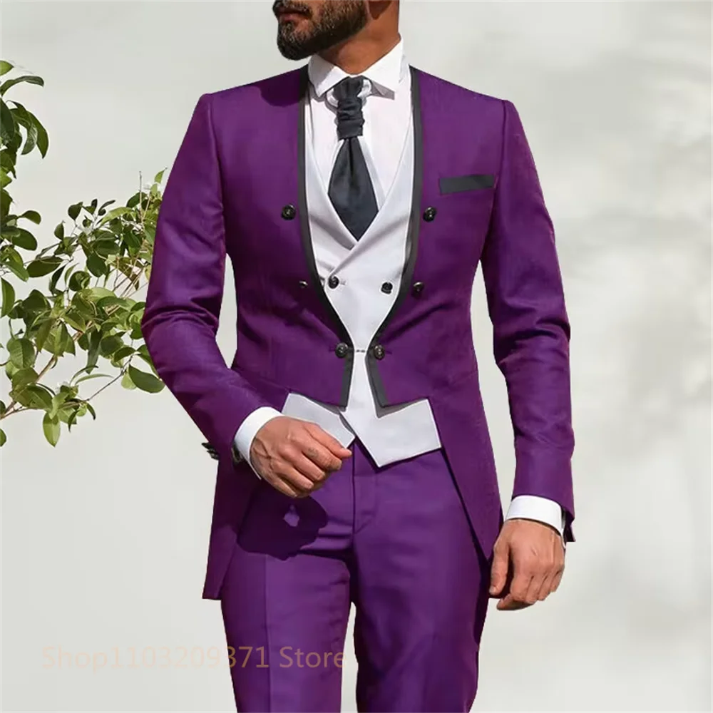 Dinner Party Wedding Suits for Men 3 Piece Custom Made Men Slim Fit Smoking Suit Royal Blue Groom Tuxedo Costume Mariage Homme