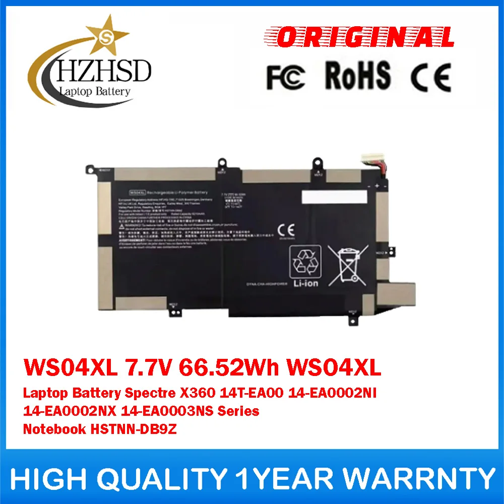

WS04XL 7.7V 66.52Wh WSO4XL Genuine Original Laptop Battery For HP Spectre X360 14T-EA00 14-EA0002NI 14-EA0002NX 14-EA0003NS