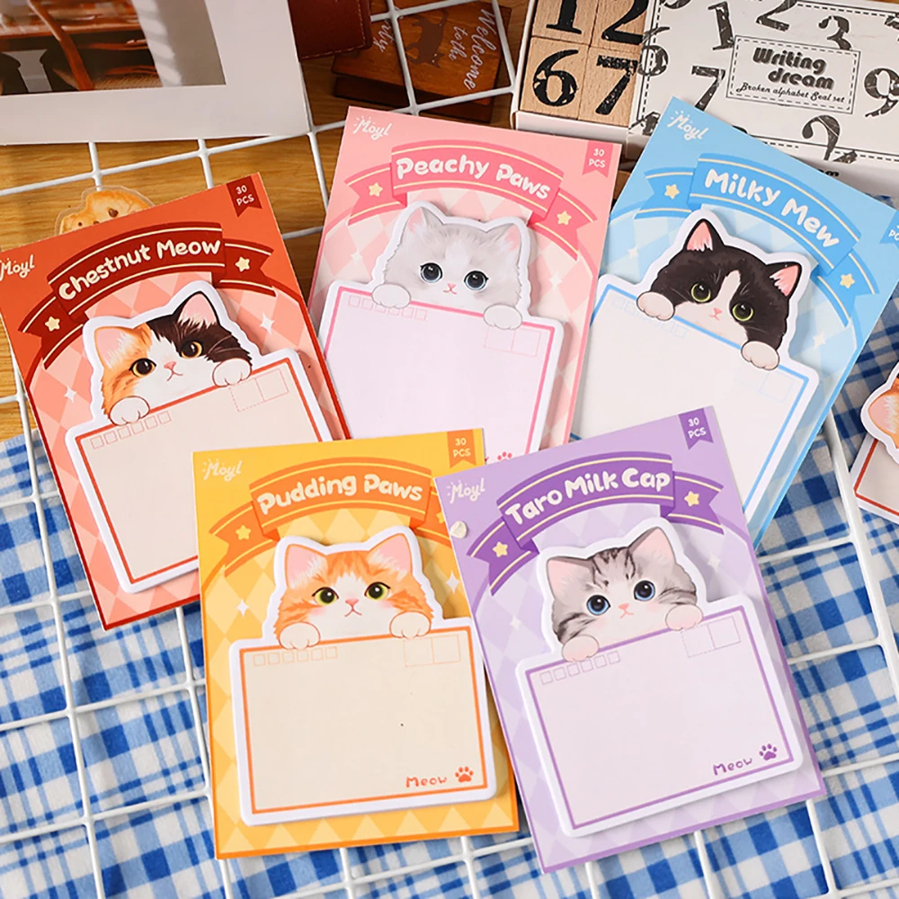 Niedliche Kleine Katzen-Haftnotizen, Selbstklebende Nachrichten, Notizblock, DIY-Notizbuch, Dekorationspapier, Schüler-Notizblock – Detail 4
