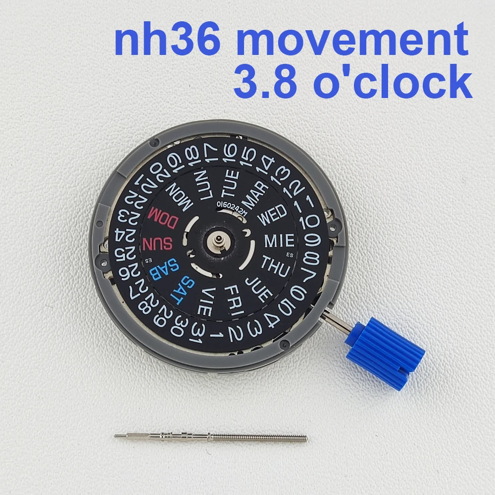 

Механизм nh36, механизм для часов, 3,8 часа, оригинальный японский механизм NH36, английский двойной черный календарь, аксессуары для часов