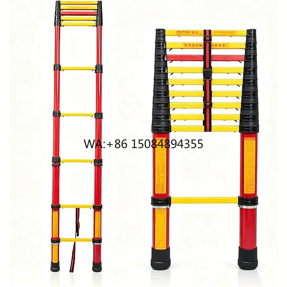 Deliladder Industrial Non-Conductive Aluminum Extension Ladders Telescoping Heavy Duty Lightweight Finger Protection Load 150Kgs