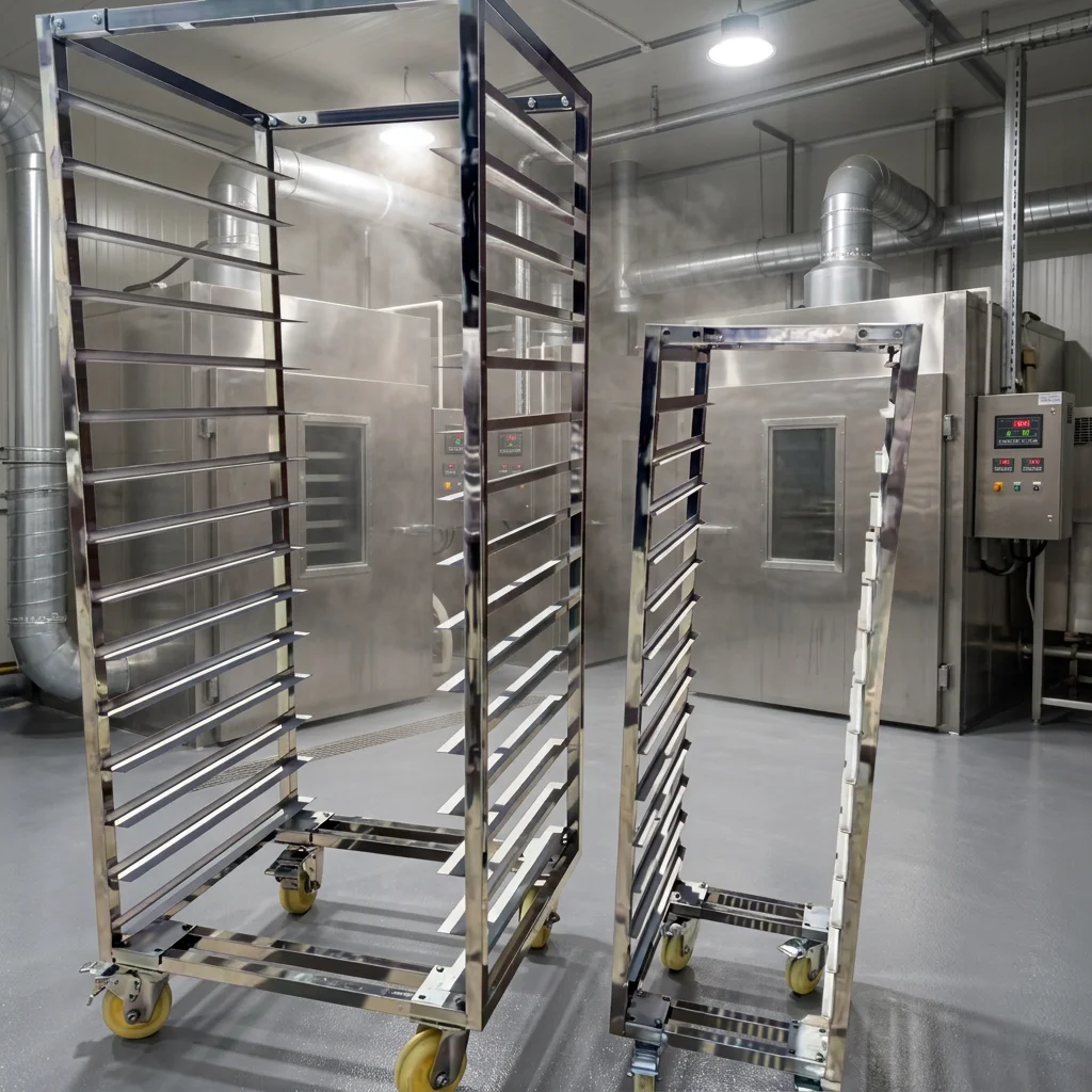 Removable stainless steel bread tray cart with casters for cooling and storing bakery