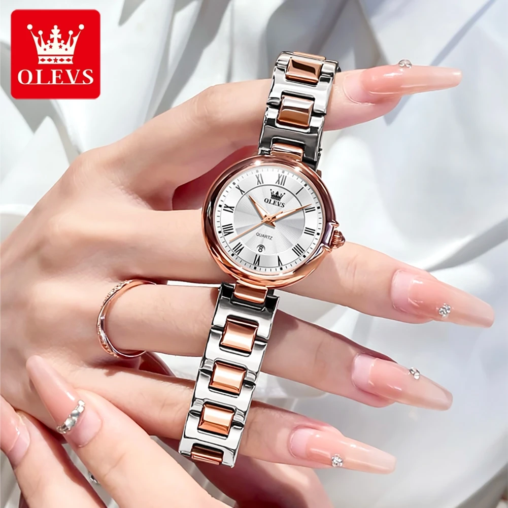 OLEVS Quartz Watch for Women Elegant Sunrise Dial Calendar Waterproof Luminous Wristwatch New Fashion Luxury Women\'s Watch