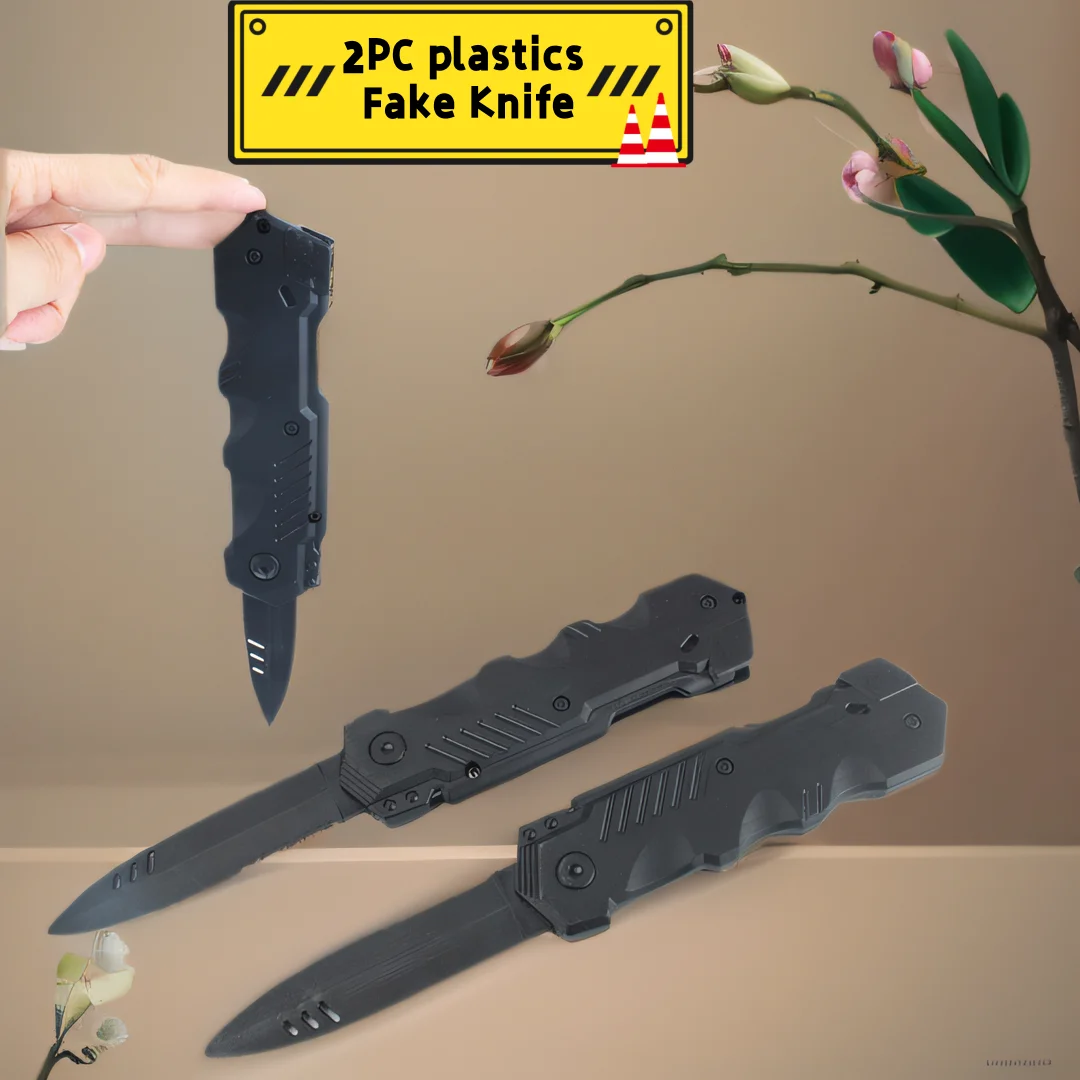 Espada de plástico que desaparece, cuchillo negro retráctil, juguetes falsos, broma divertida, accesorios para fiestas de Halloween, 2 unidades