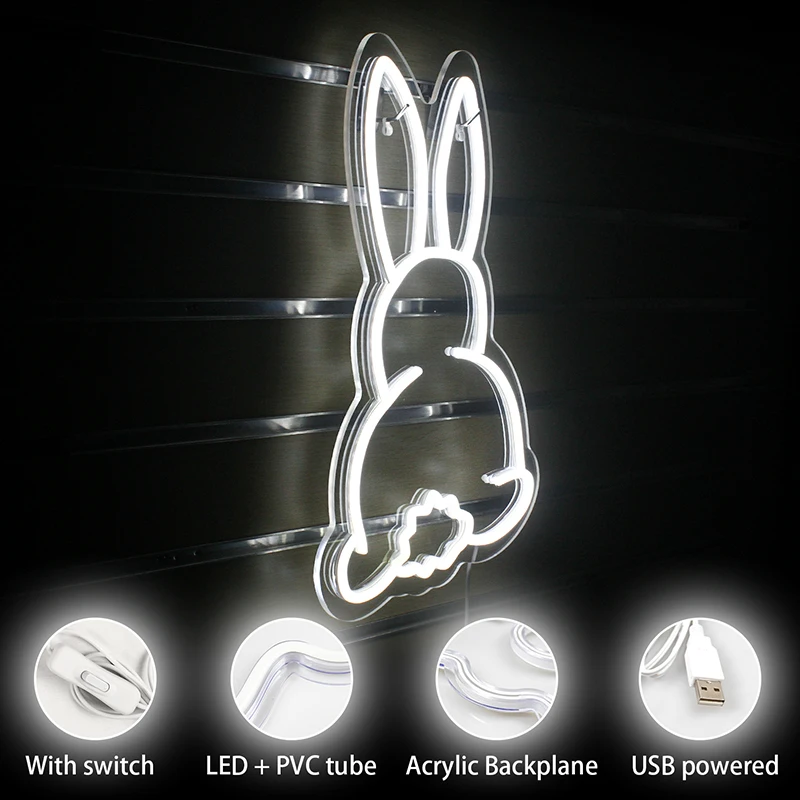 Kaninchen Leucht reklame Licht Bad Hase Wandbild benutzer definierte LED Hochzeit Schlafzimmer Home Shop Wand Ehe Rave Vibe Party Wand dekor Baby Geschenk