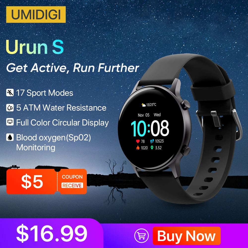 

Смарт-часы UMIDIGI Urun S, фитнес-трекер, пульсометр, мониторинг сна