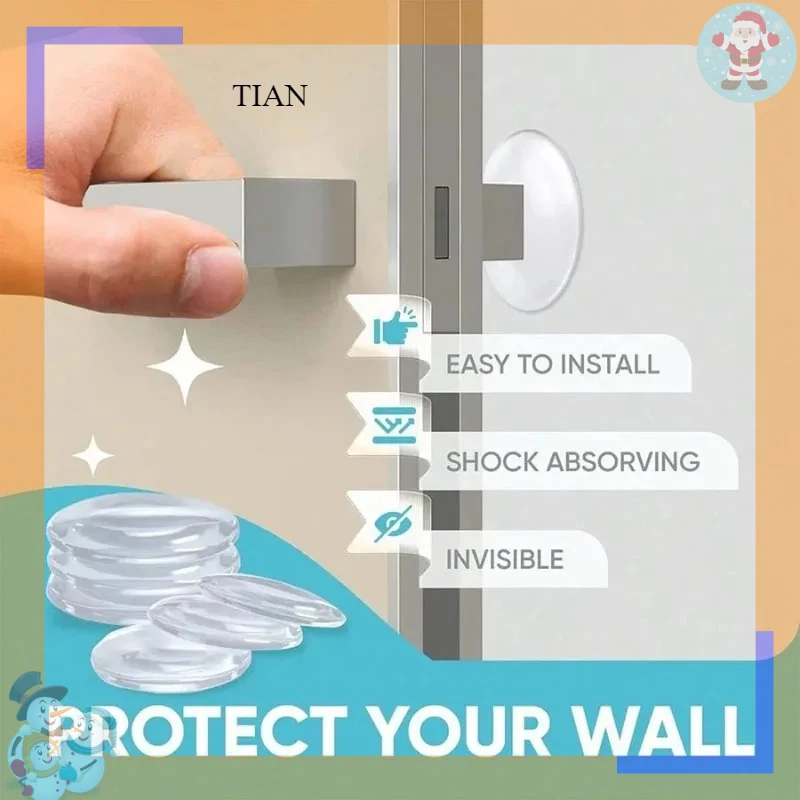 TIAN Clear Soft Rubber Door Knob Wall Shield Mute Stickers Door Stopper Handle Bumper Protective Plug for Wall Muffler Pad