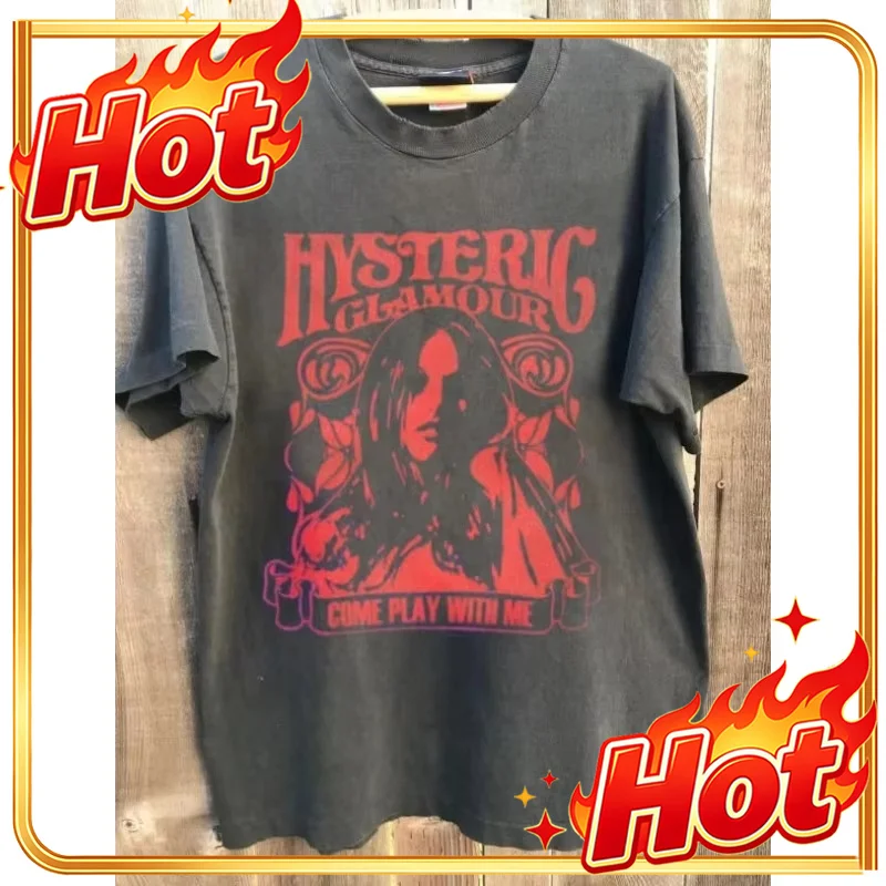 Hysteric Glamour Tour Commemorative T-shirt Summer New Casual T Shirt Suitable for Both Men's and Women's Casual Fashion T Shirt
