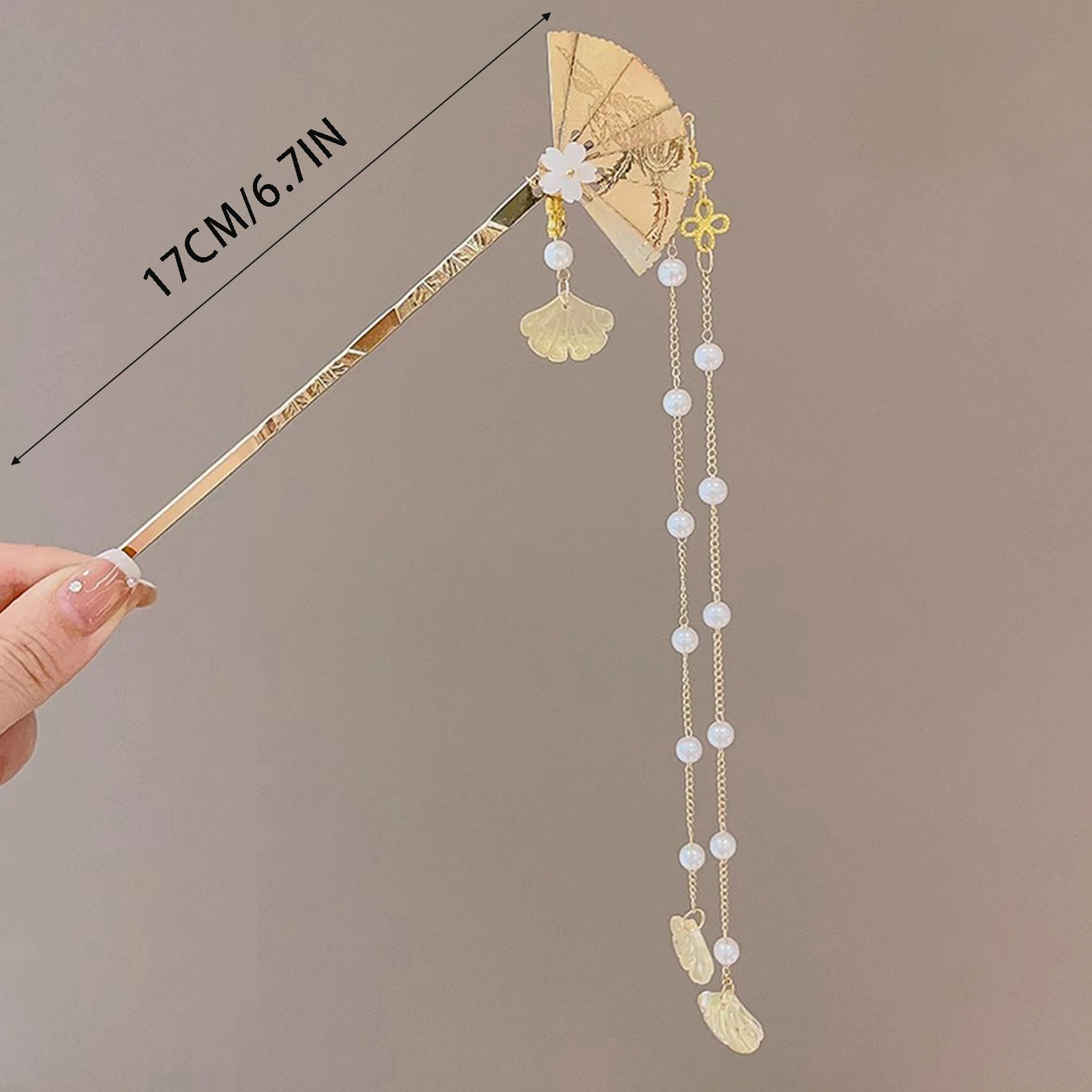Neo Chinese Hairpin For Women Trendy Metal Flower Tassel Hair Stick Girls Daily Travel Shopping Jewelry Hair Accessories 1pc