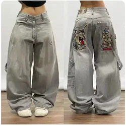 Street Y2K American style Trend Loose Straight Jeans Women Harajuku Hip Hop Joker Wideleg Pants Couple Casual High Waisted Jeans