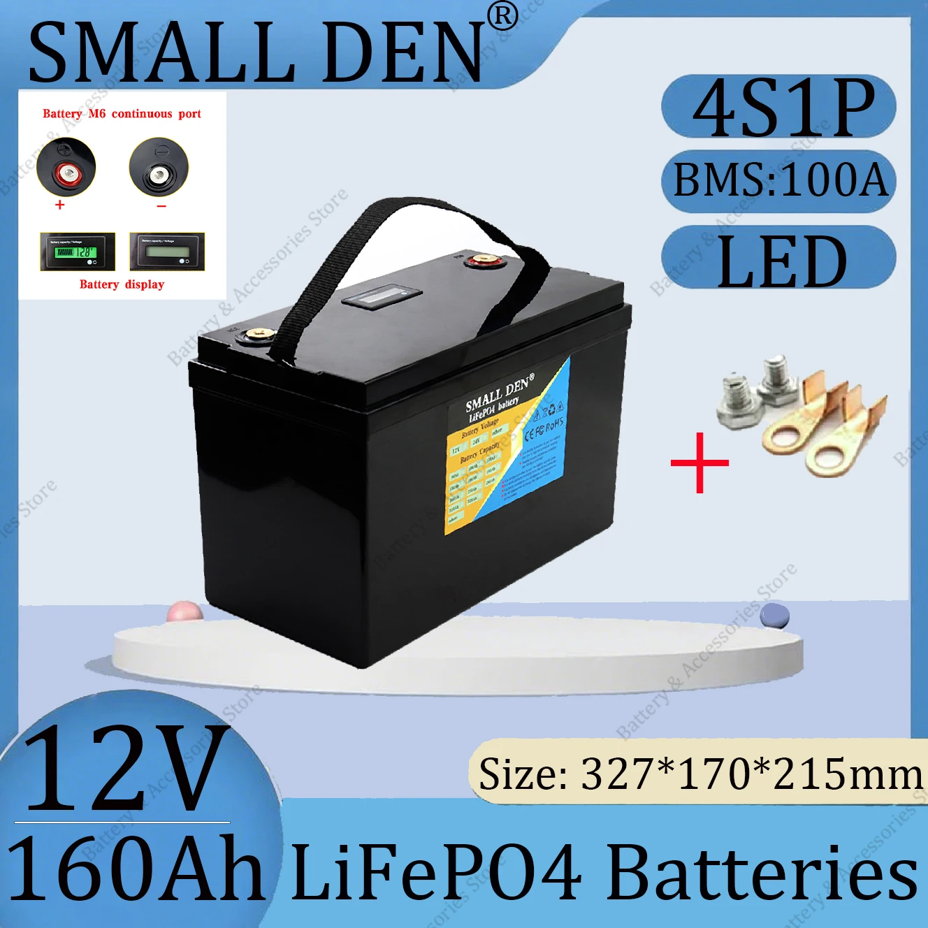 New12V 160Ah LiFePO4 充電式バッテリーポータブルハイパワー 12.8V 電気自動車ソーラーインバーターバッテリー + 充電器に適しています