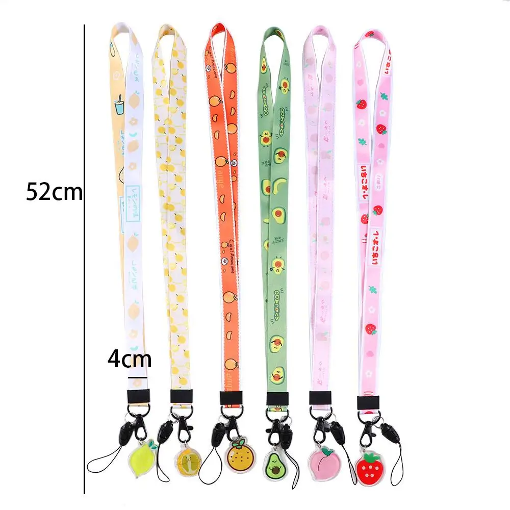 Cute Lemon Neck Rope Neck Strap USB Badge Holder Cell Phone Lanyard Keychain Lanyards Mobile Phone Straps Fruit Lanyard