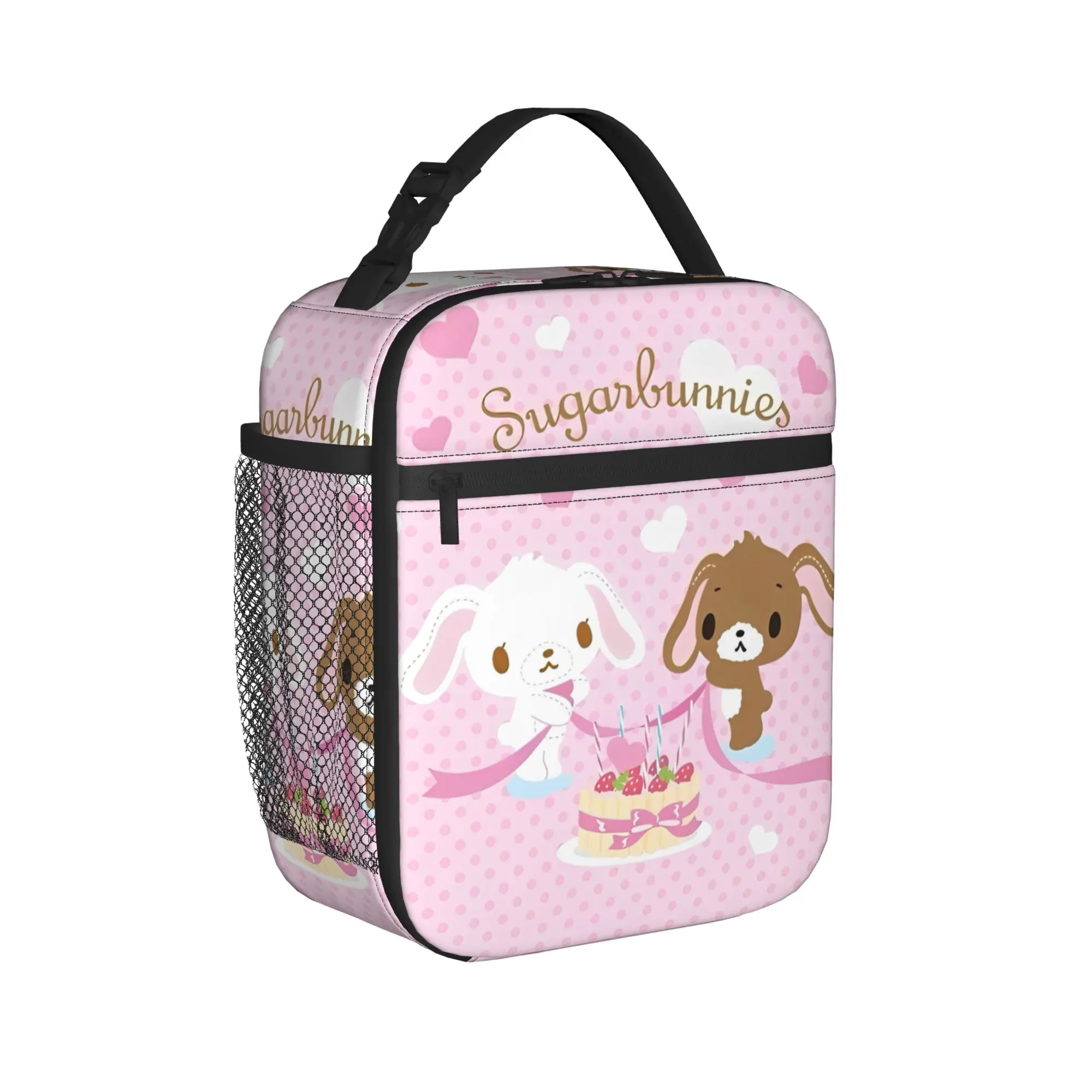 

Sugarbunnies Sugar Rabbit Insulated Lunch Bag Cooler Bag Meal Container Cartoon Tote Lunch Box Food Handbags College Picnic