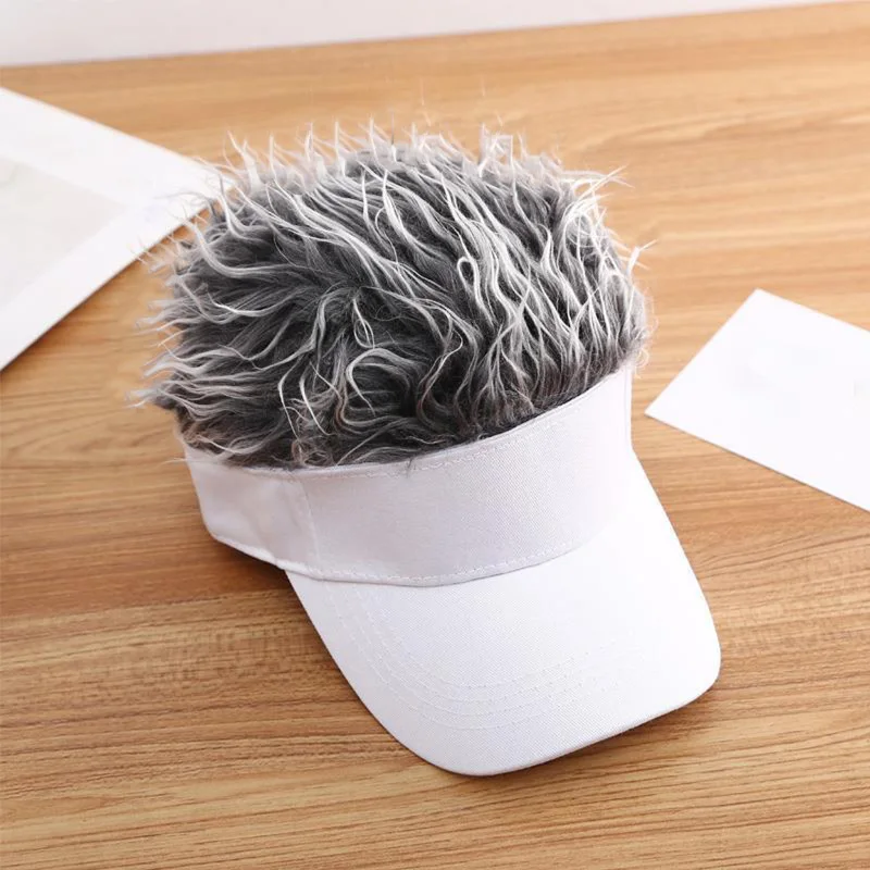 Golf Baseball Cap with Synthetic Hair Spiked Fake Flair Hair Cap Sun Visor Fun Toupee Hats for men women