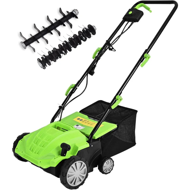 

Goplus 2-in-1 Lawn Dethatcher and Scarifier, 3 Level Depth Adjustable Weeder w/ 11 Gallon Collection Bag & 2 Removable Blades