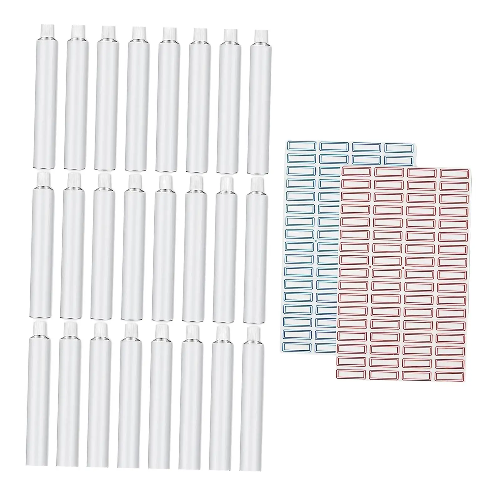 Empty Aluminum Paint Tubes Set, para acrílicos, guaches, aquarelas, 24 pcs