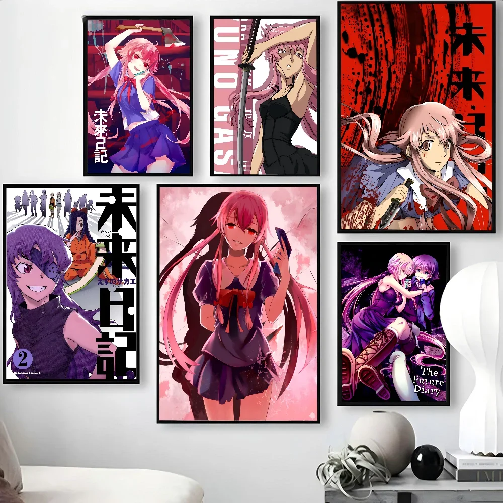 1PC Anime Figure Mirai Nikki The Future Diary Poster Paper Print Home Living Room Bedroom Entrance Bar Cafe Art Painting