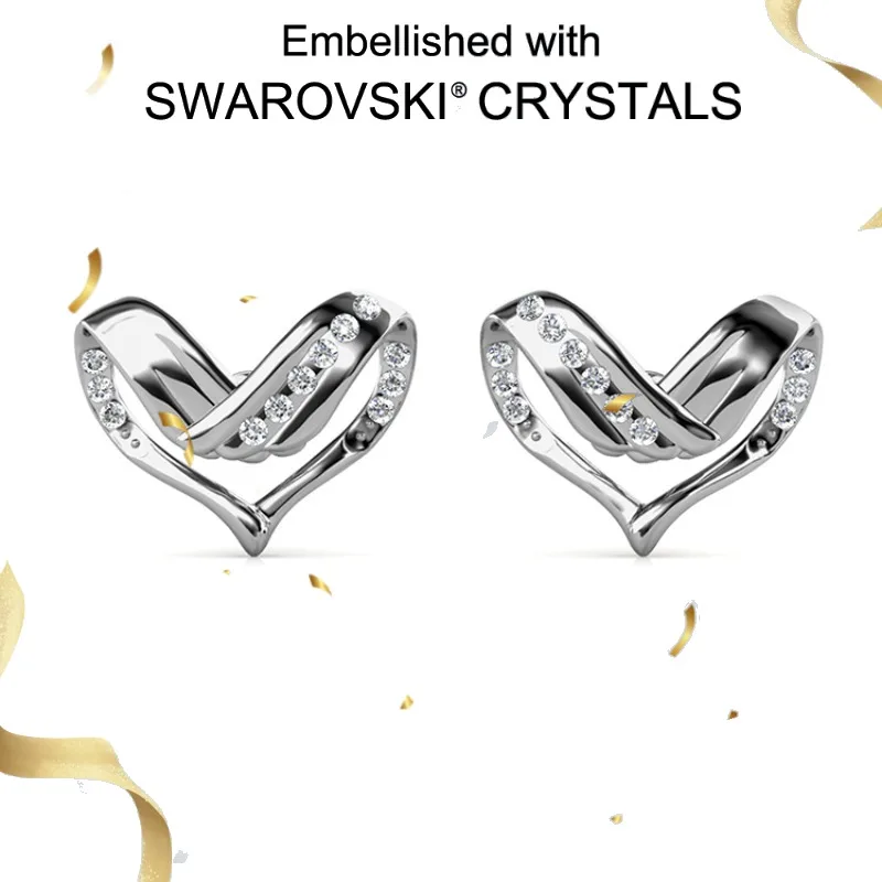 

Daisini настоящие серьги-гвоздики из серебра 925 пробы с милыми сердечками, украшенные кристаллами Сваровски для женщин и девочек, ювелирные изделия, неаллергенные