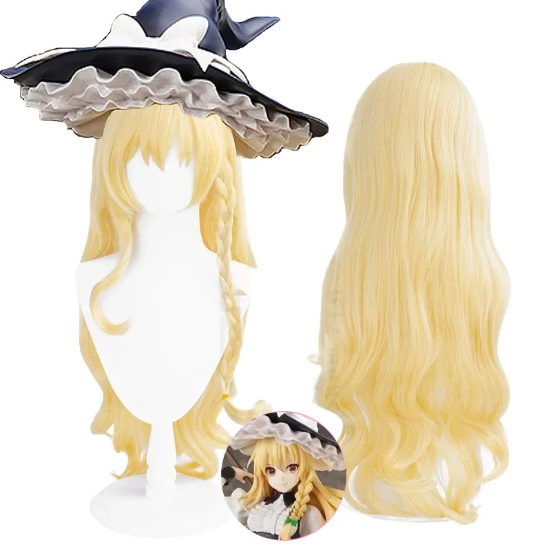 TouHou Project Kirisame Marisa Cos парик 85-90 см золото термостойкие синтетические волосы Хэллоуин вечерние аниме косплей парики шапка для парика