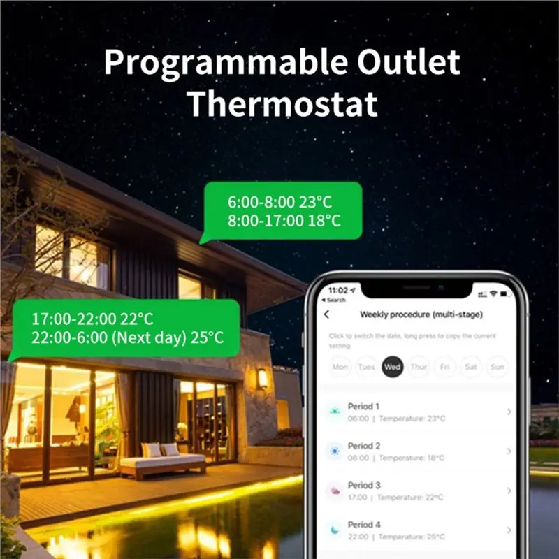 Smart Plug Programmable Thermostat APP/Voice Controlled Wifi Temperature Controller Heating/Cooling Modes US PLUG