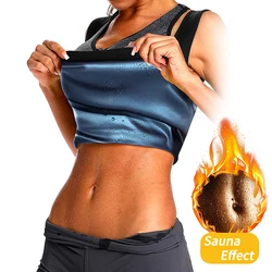 Plus Size Polymer Sauna Sweat Vest per le donne che intrappolano il calore Sweat Sauna Shaper Shirt allenamento perdita di peso canotta