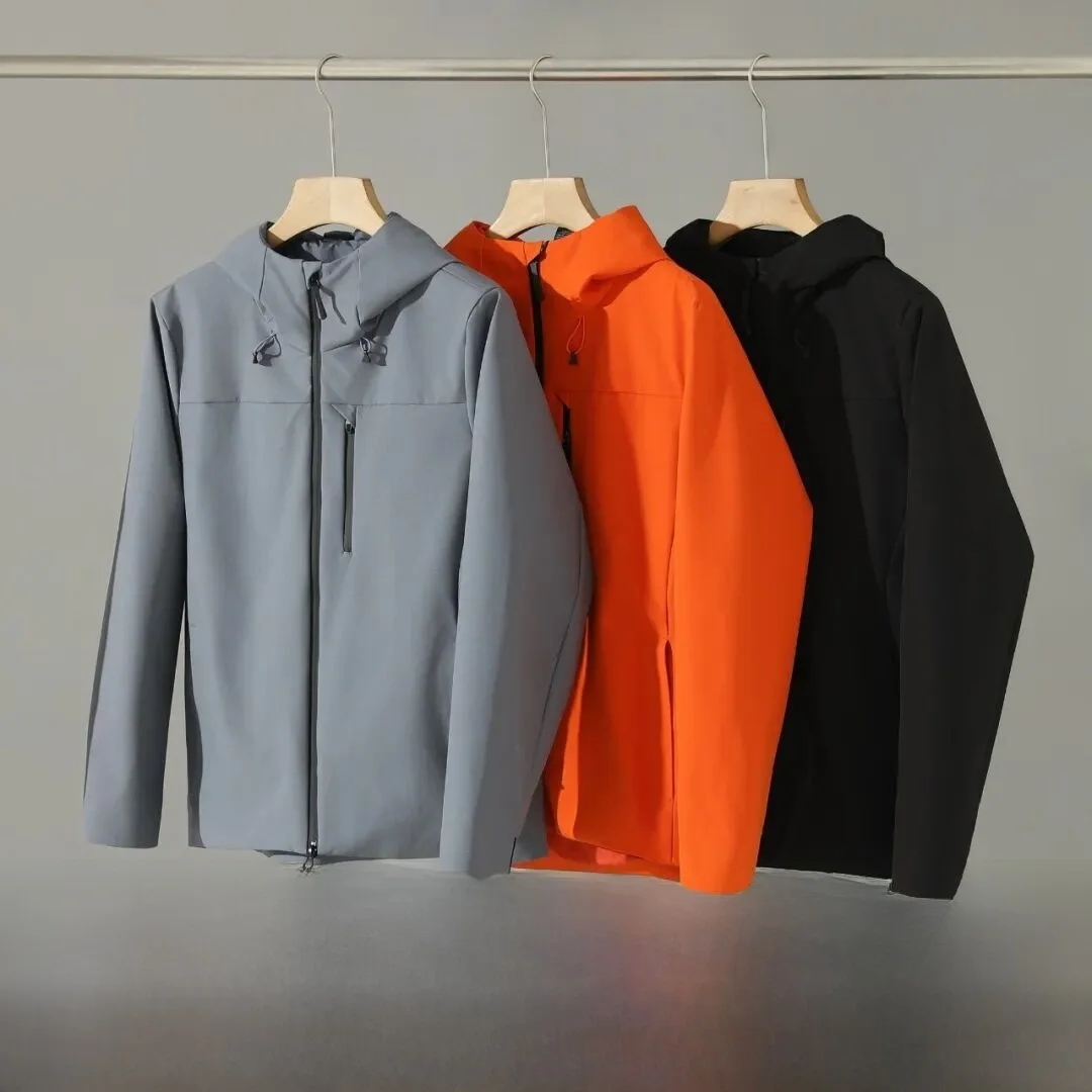 

Outdoor Windproof Waterproof Soft ell Jaet Men's Women's Autumn High End Taped Ss Fce Lined Hooded Zipper Closure