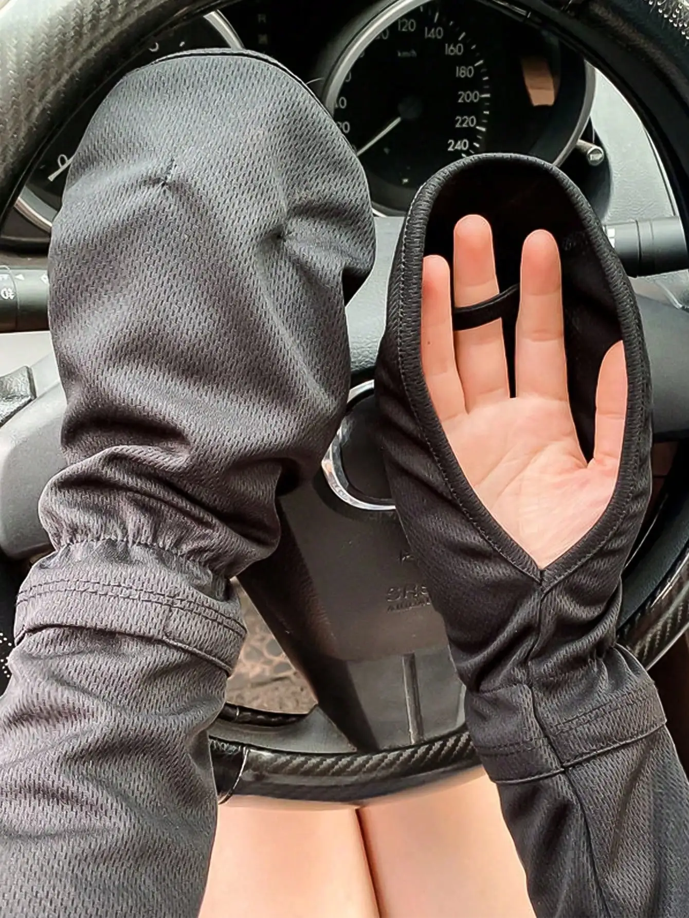 1 Pair Summer Driving Arm Sleeves (Loose Version), Breathable Cooling Sleeve Covers, Available In Gray/Blue/Pink/Black/White, Sun Protection Fingerless Gloves, Loose Fit For Women Driving, Cycling, Ca image 2